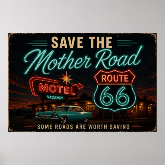 Poster Nuits du motel néon Route 66 (Devant)