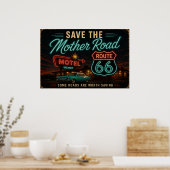 Poster Nuits du motel néon Route 66 (Cuisine)
