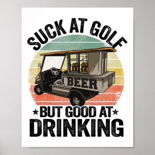 Poster Nul au golf mais doué pour boire le chariot à bièr