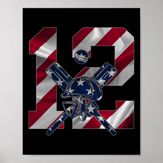 Poster Number 12 Years Cricket 12th Birthday  (Devant)