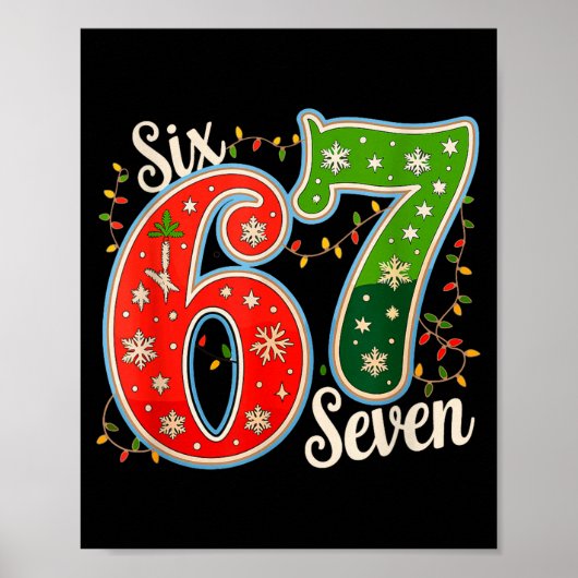 Poster Number 67 Funny Six Seven 6 7 Meme Christmas Light (Devant)