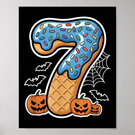 Poster Number 7 Ice Cream Seven Halloween Pumpkin Men Wom (Devant)