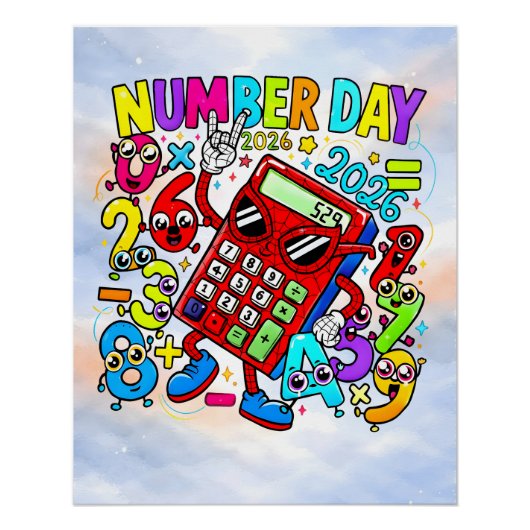 Poster Number Day 2026 Fun Maths Sticker for Kids (Devant)