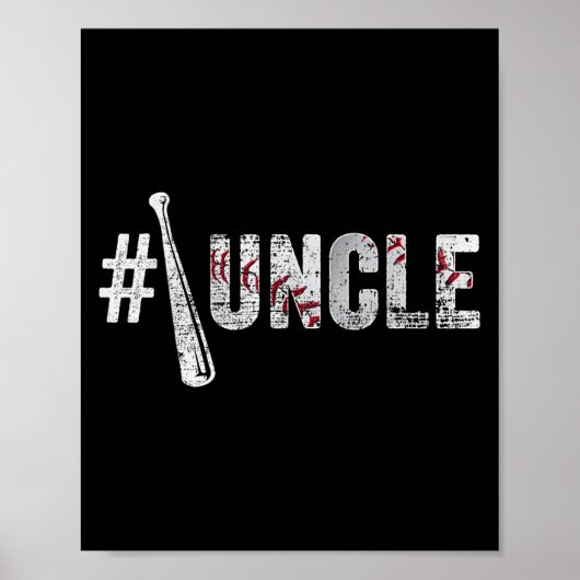 Poster Number One Baseball Uncle Fathers Day Funny Baseba (Devant)