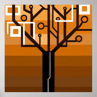 Poster numérique coloré de l'arbre IA art