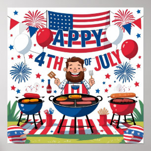 Poster numérique du parti BBQ du 4 juillet Imprime