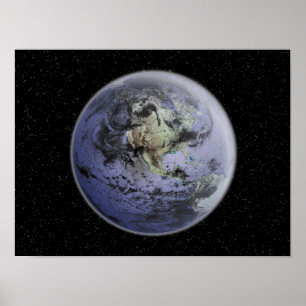 Poster numériquement image améliorée de la Terre entière