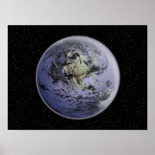Poster numériquement image améliorée de la Terre entière (Devant)