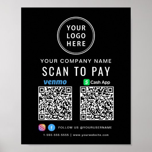 Poster Numériser pour payer Logo CashApp Venmo QR Codes n (Devant)