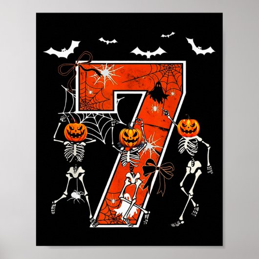 Poster Numéro 7 Six Sept Mème 6 7 Halloween Danse Squelet (Devant)