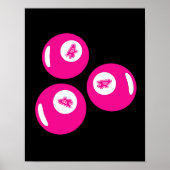 Poster Numéro Chanceux 4 Boules Roses (Devant)