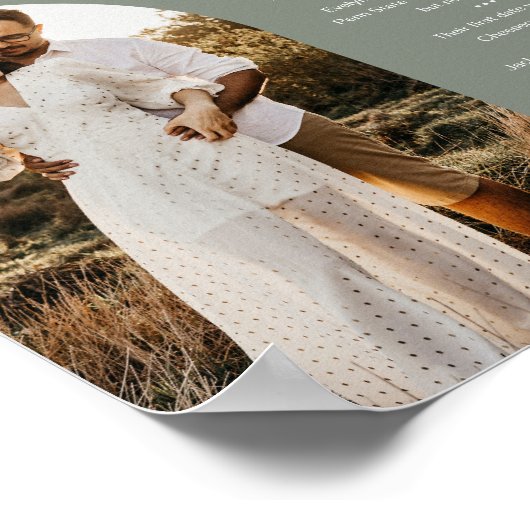 Poster Numéro de la table photo SAGE Boho avec des faits (Coin)