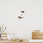 Poster Numéro de Table Aquarelle Feuilles de Foliage d'Au (Cuisine)