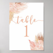 Poster Numéro de table Boho Soft Pink (Devant)