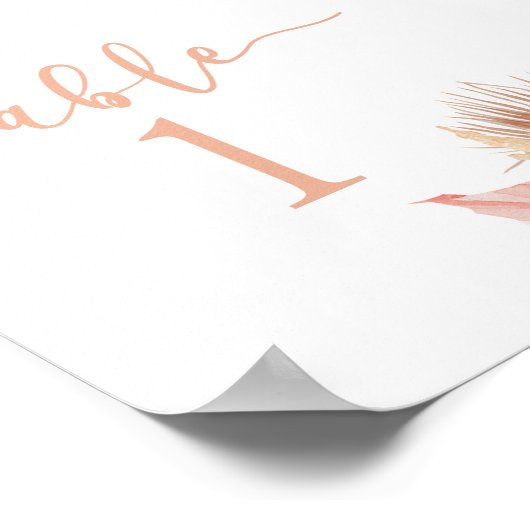 Poster Numéro de table Boho Soft Pink (Coin)