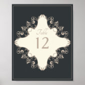 Poster Numéro de table de mariage baroque de luxe (Devant)
