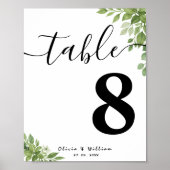 Poster Numéro de table de mariage Eucalyptus Vert Sauge (Devant)