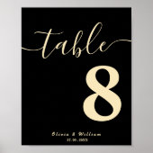Poster Numéro de table de mariage jaune beurre noir (Devant)