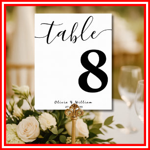 Poster Numéro de table de mariage moderne élégant en call