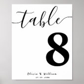 Poster Numéro de table de mariage moderne élégant en call (Devant)