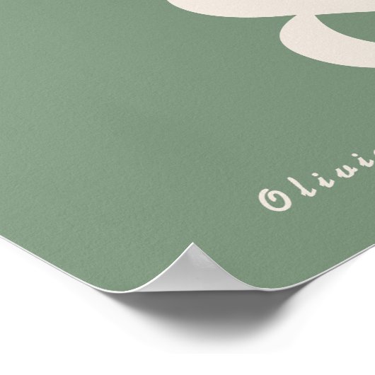 Poster Numéro de table de Mariage vert Sage (Coin)