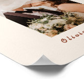 Poster Numéro de table PHOTO de mariage bohème orange brû (Coin)