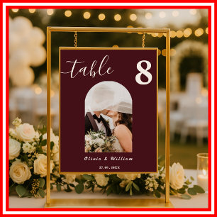 Poster Numéro de table PHOTO de mariage Bourgogne & Ivoir