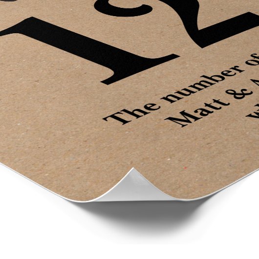 Poster Numéro de table Signal de réception de mariage (Coin)