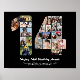 Poster Numéro des 14 ans N°14 Collage photo personnalisé