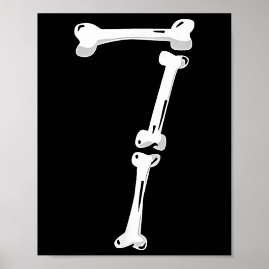 Poster Numéro d'os de squelette 7 Numéro effrayant 67 Six (Devant)
