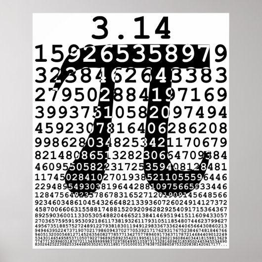 Poster Numéro noir d'origine pi jour symbole mathématique (Devant)
