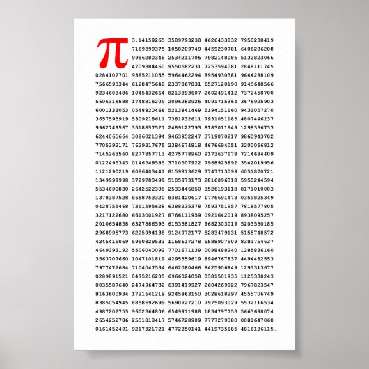 Poster Numéro Pi 1000 Premiers Chiffres | Symbole mathéma (Devant)