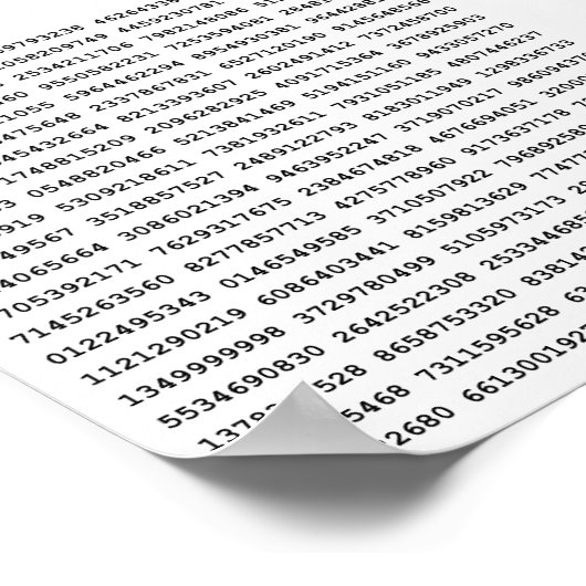 Poster Numéro Pi 1000 Premiers Chiffres | Symbole mathéma (Coin)