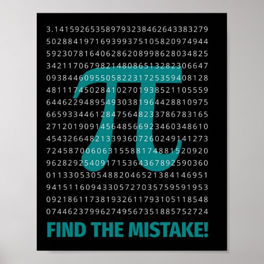 Poster Numéro Pi Math Dire Avec Numéro Pi Trouver La Mist (Devant)