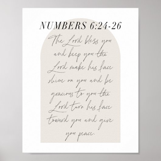 Poster Numéros 6:24-26 Script minimal Boho Arc Beige Boho (Devant)