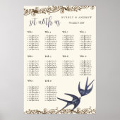 Poster Numéros de table de plan de salle Oiseaux de l'amo (Devant)