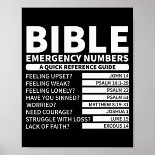 Poster Numéros d'urgence drôles de la Bible Chrétien 