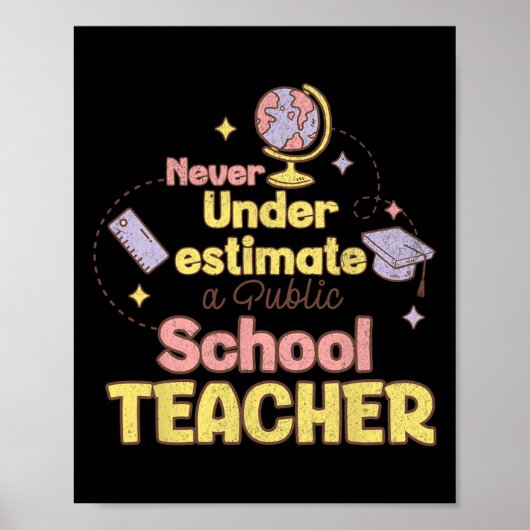 Poster N'underestimez Jamais Un Professeur D'école Publiq (Devant)