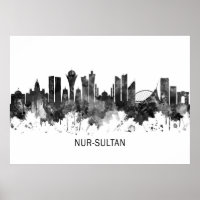 Nur-Sultan Kazakhstan Skyline BW