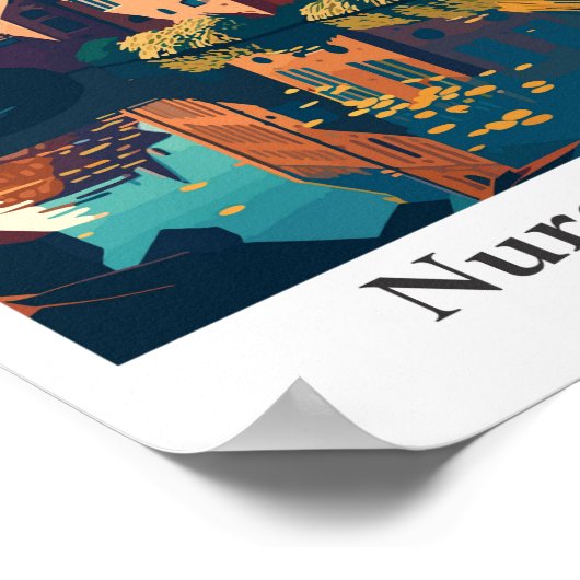 Poster Nuremberg Allemagne Art Voyage Illustration (Coin)