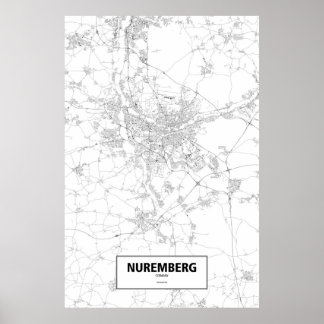 Poster Nuremberg, Allemagne (noir sur blanc)