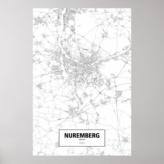 Poster Nuremberg, Allemagne (noir sur blanc) (Devant)