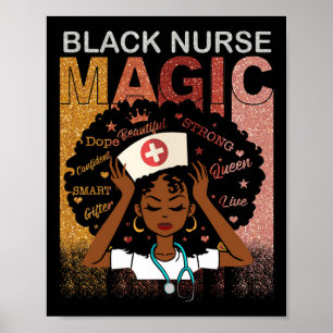 Poster Nurse Black Woman Magic Afro Melanin Queen Black H
