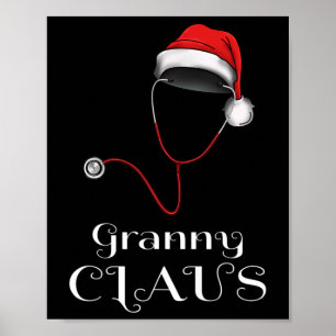 Poster Nurse Christmas Granny Claus Correspondant Pyjama