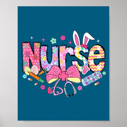 Poster Nurse Easter Day Cute Coquette Stethoscope Nursing (Devant)