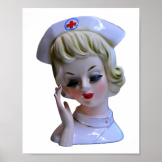 Poster Nurse Front Line Hero Caregiver Lady Head Vase