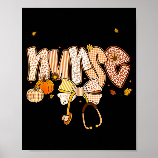 Poster Nurse Labor And Delivery Coquette Fall Pumpkin Tha (Devant)