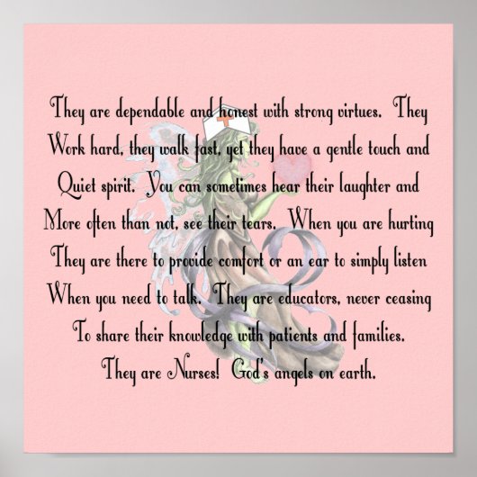 Poster Nurse Poem Canvas Art Print "They Are Nurses" (Devant)