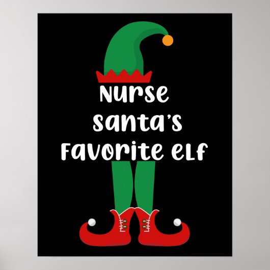 Poster Nurse Santa's Favorite Elf Funny Nurse Christmas (Devant)
