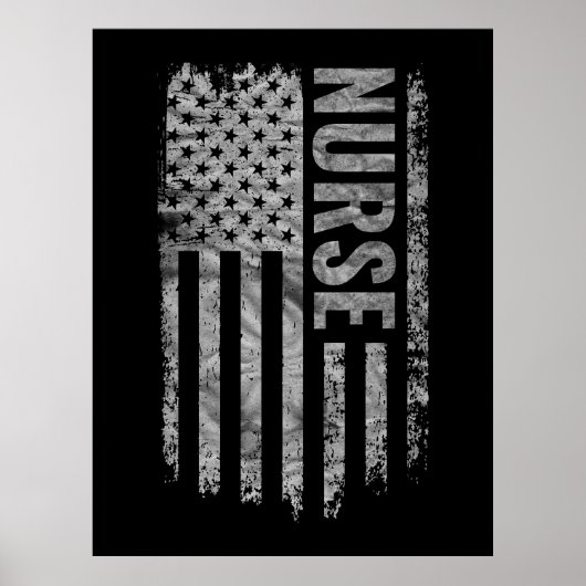 Poster Nurse USA Flag Distressed design (Devant)